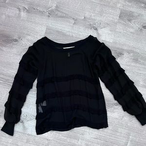 Sexy Elegant BCBGeneration Black Ruffle Blouse